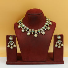 Antique Gold Plated Round Neck Kundan Necklace Set 19235-28