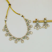 Antique Gold Plated Round Neck Kundan Necklace Set 19235-28