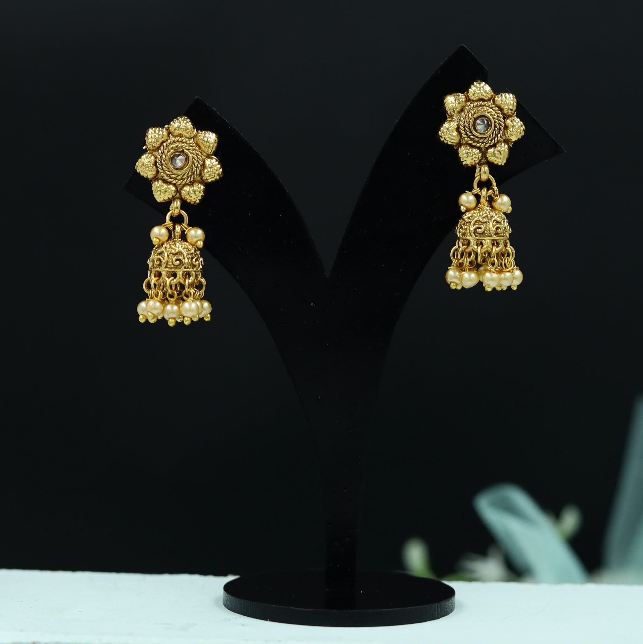 Jhumki Gold Look Earring 11460