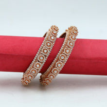 Rose Gold Plated Pachheli Zircon/AD Bangles/Kada 18254-5436