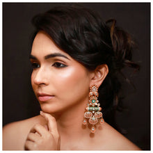Green Meenakari Zircon/AD Danglers 4955-9020 - Dazzles Jewellery