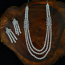 Round Neck Zircon/AD Necklace Set 12804-68