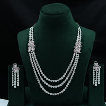 Round Neck Zircon/AD Necklace Set 12804-68