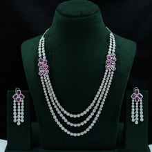 Round Neck Zircon/AD Necklace Set 12804-68