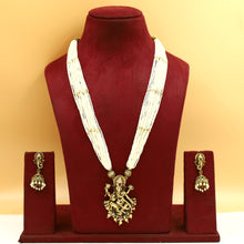 Antique Gold Platet Temple Pendant Set 10054-28