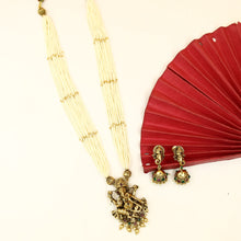 Antique Gold Platet Temple Pendant Set 10054-28