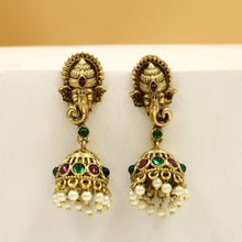 Antique Gold Platet Temple Pendant Set 10054-28