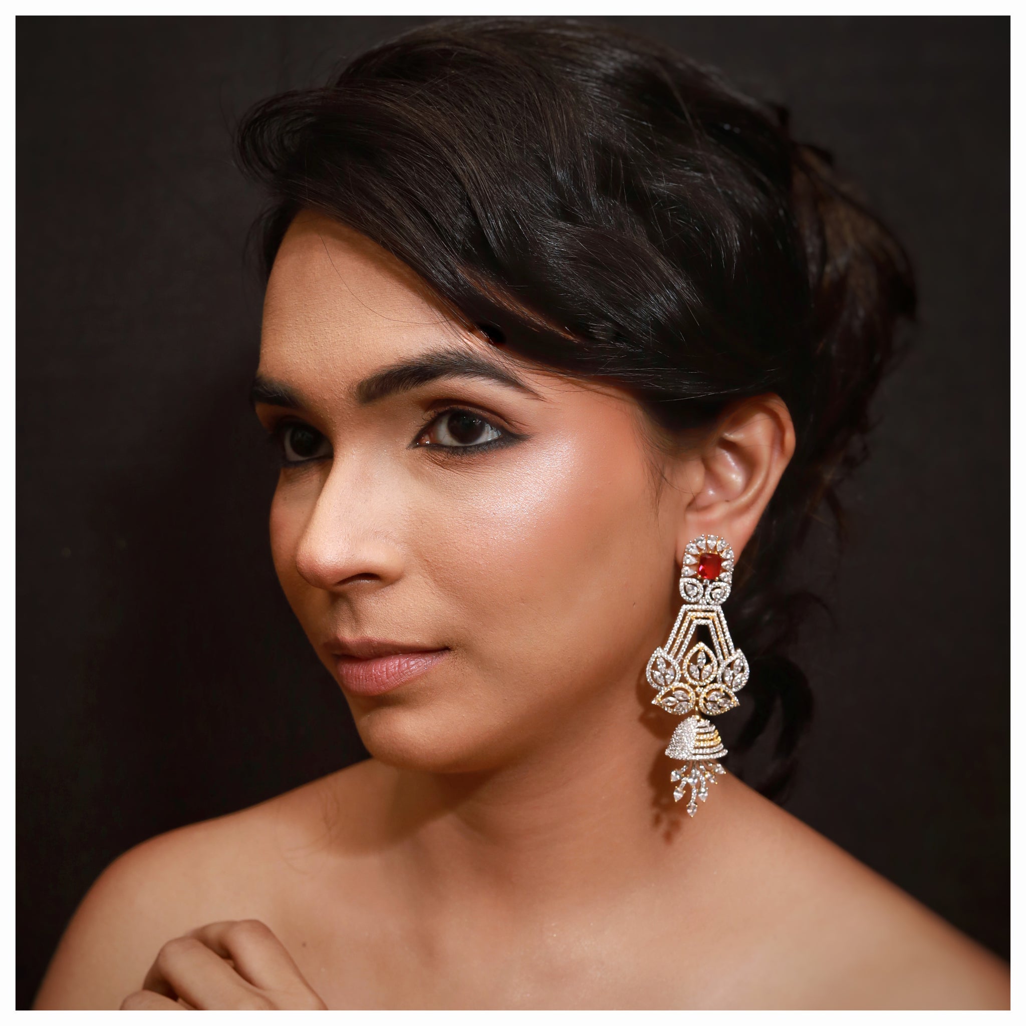 Ruby Zircon/AD Long Jhumki 8785-2838 - Dazzles Jewellery