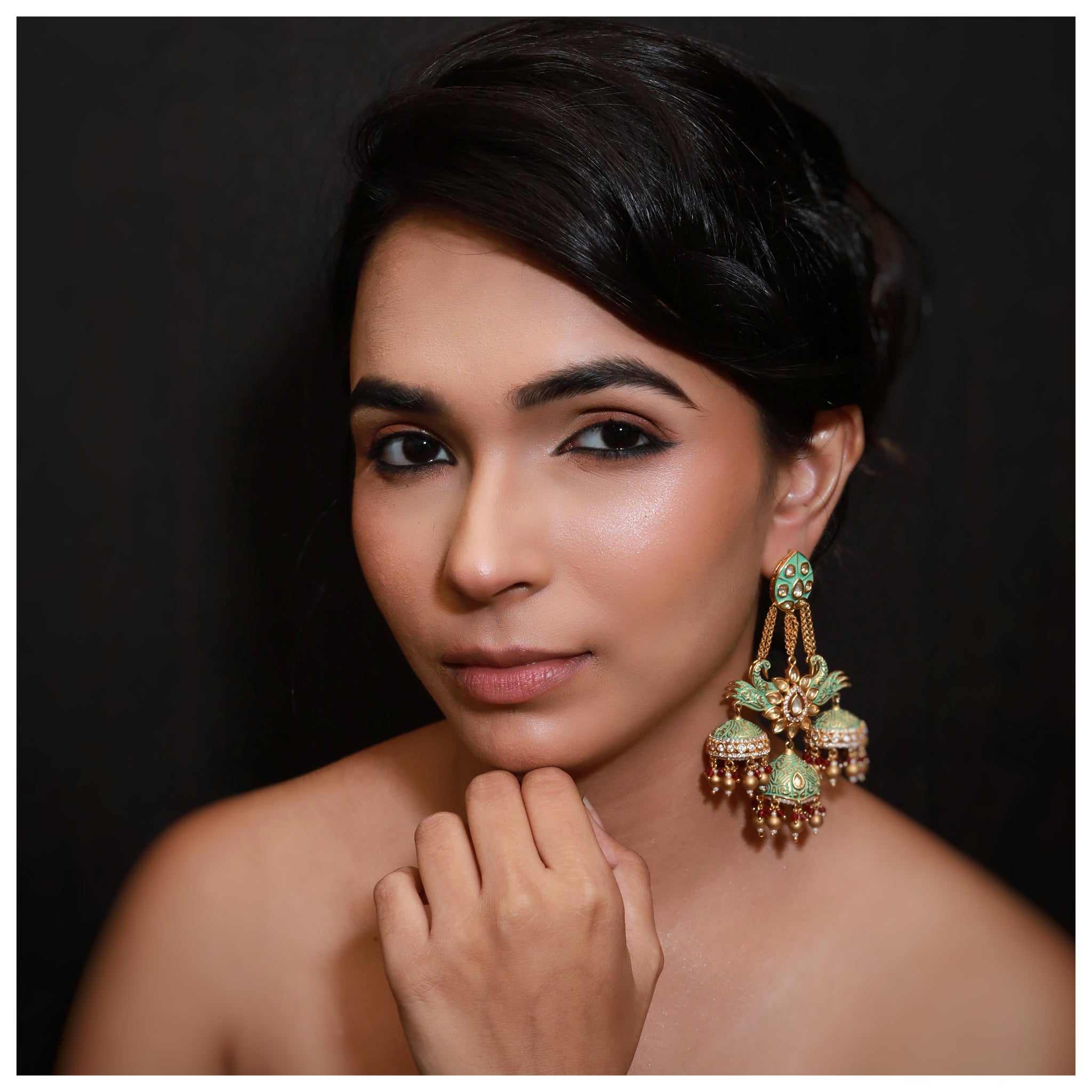 Mint Green Kundan Earring 10116-5564 - Dazzles Jewellery