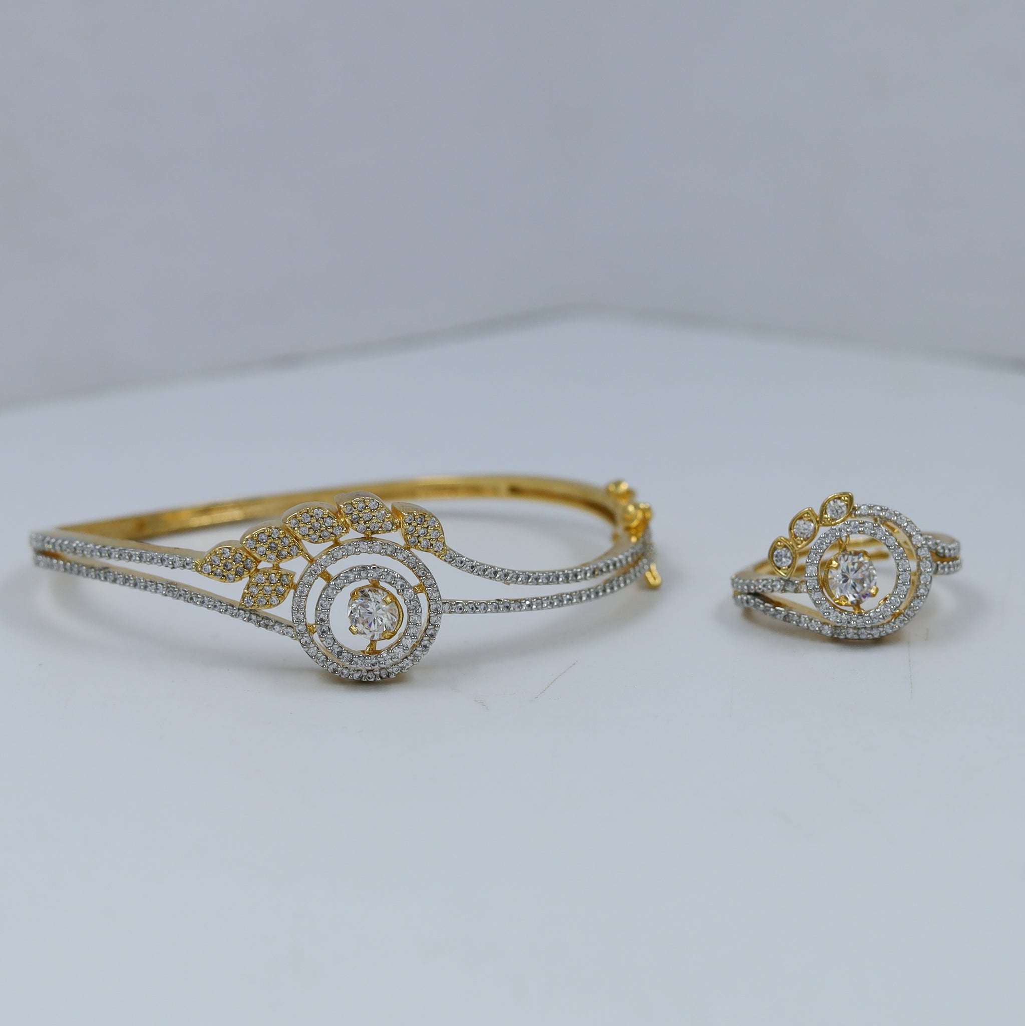 Zircon/AD Bracelet Ring Set 11605-68