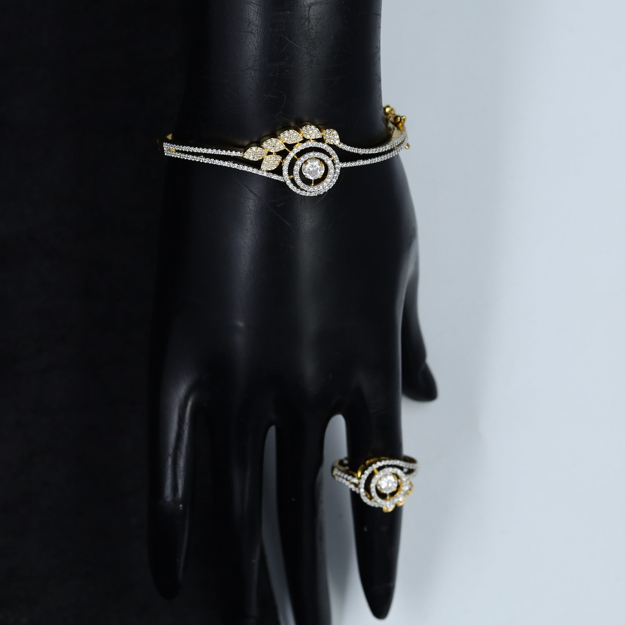 Zircon/AD Bracelet Ring Set 11605-68