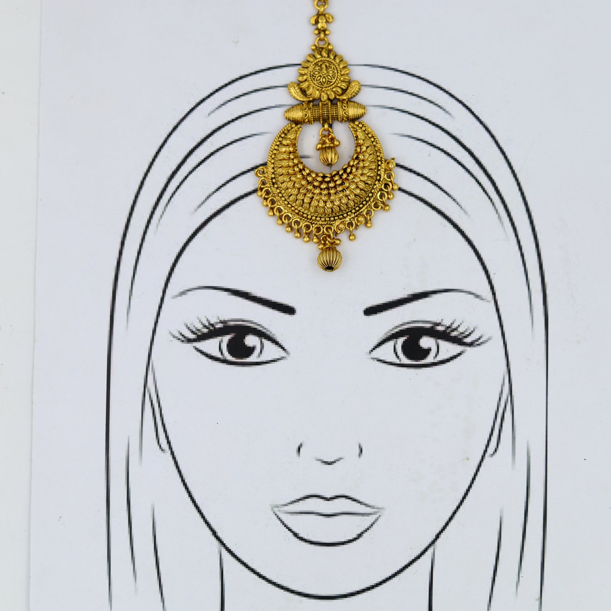 Gold Maang Tikka 7908-1663
