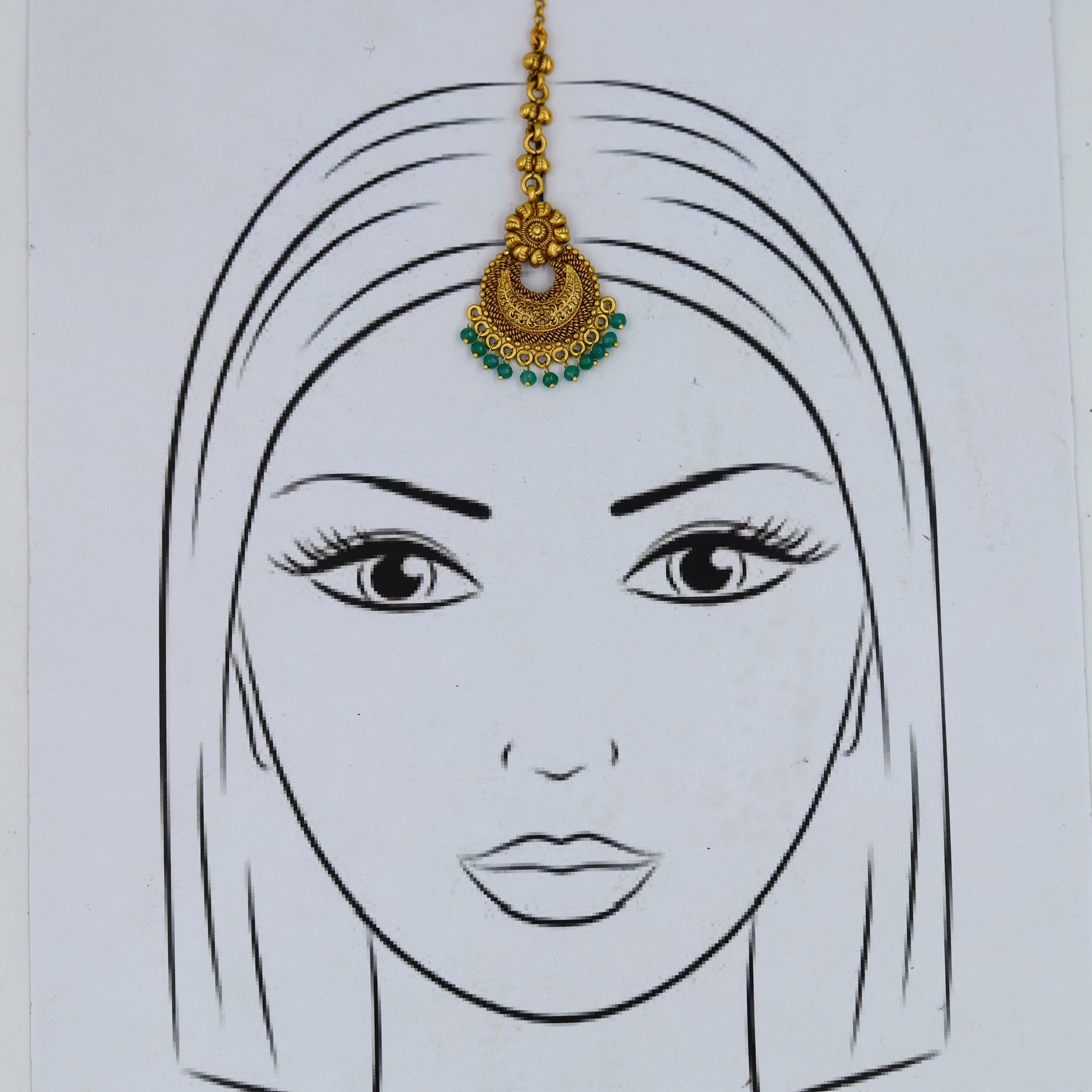 Green Maang Tikka 3040-7105