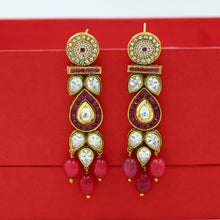 Simple Polki Light Pendant With Ruby Stones And Ruby Beads - Matching Dangelers