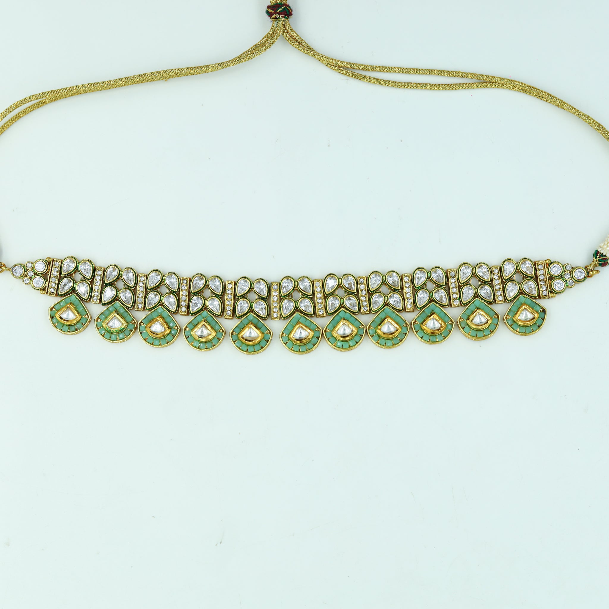 Mint Green Polki Necklace Set
