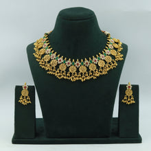 Ruby Green Temple Necklace Set 16984-4132