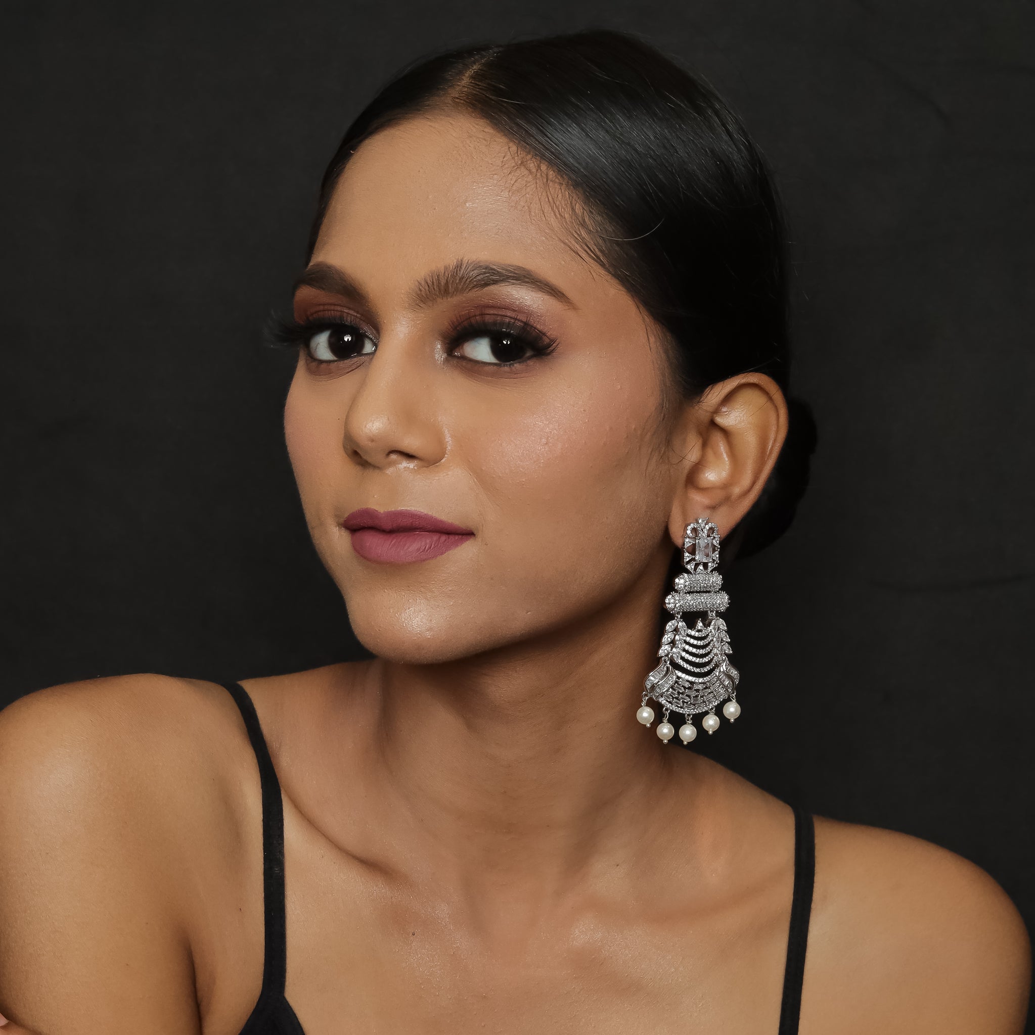 Silver Plated Zircon/AD Designer Earring 6551-1225 - Dazzles Jewellery