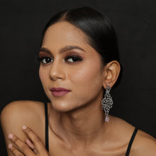 Pink Zircon/AD Earring 13229-0083 - Dazzles Jewellery