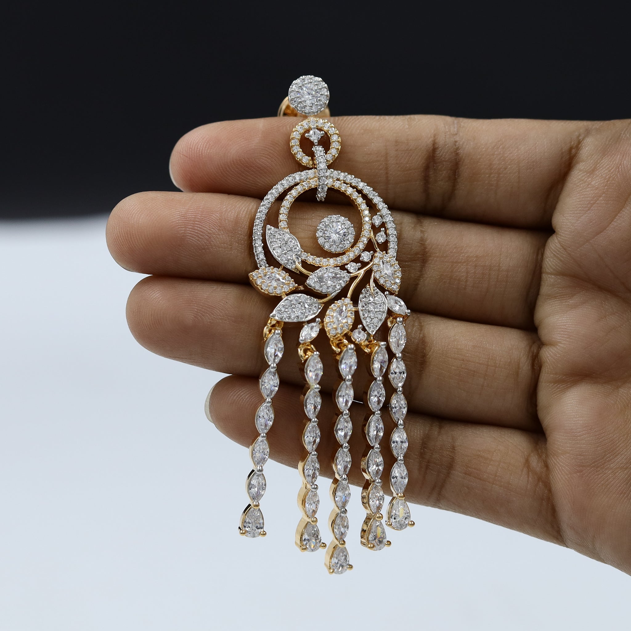 Danglers Zircon/AD Earring 11489-34