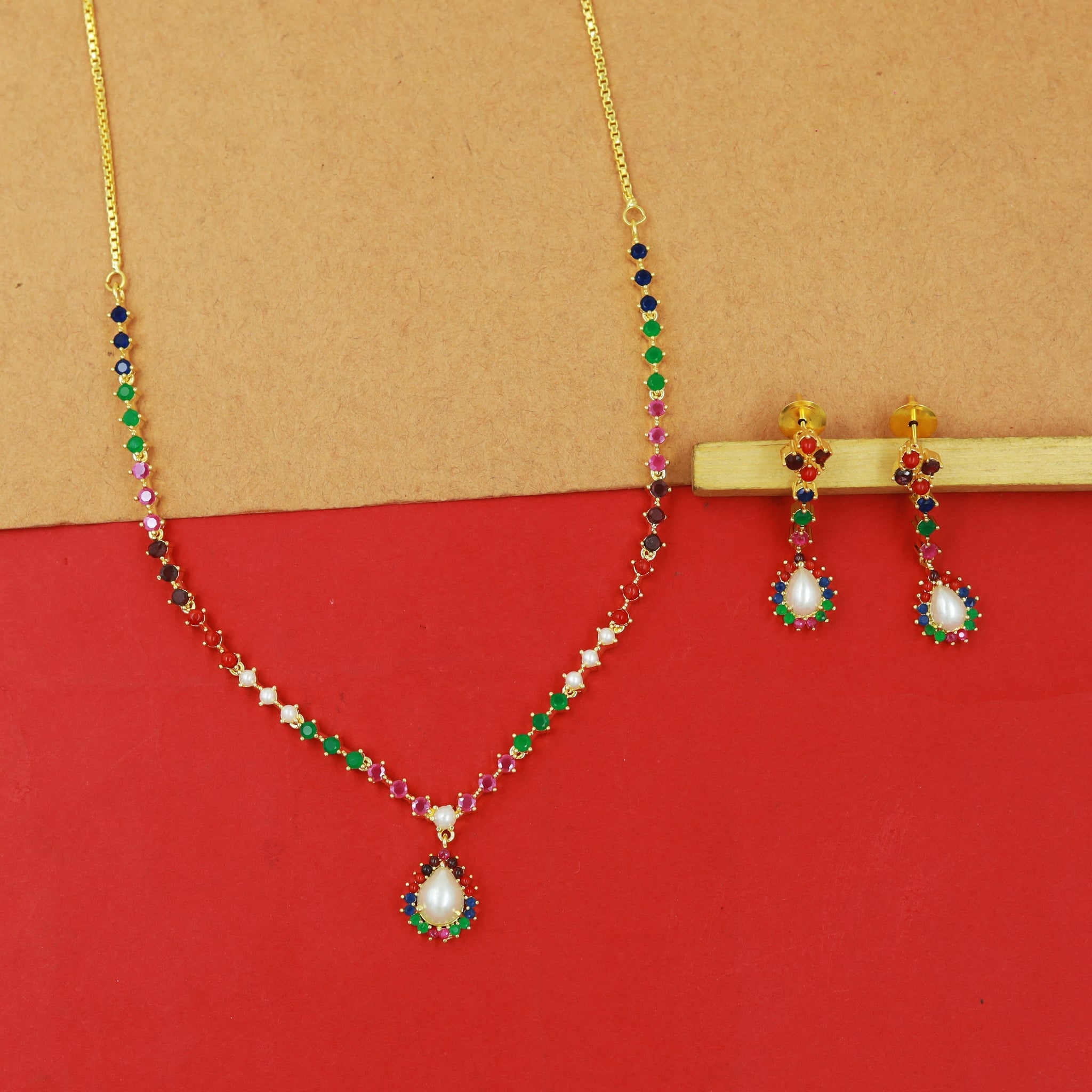 Round Neck Jadau Necklace Set 16990-48