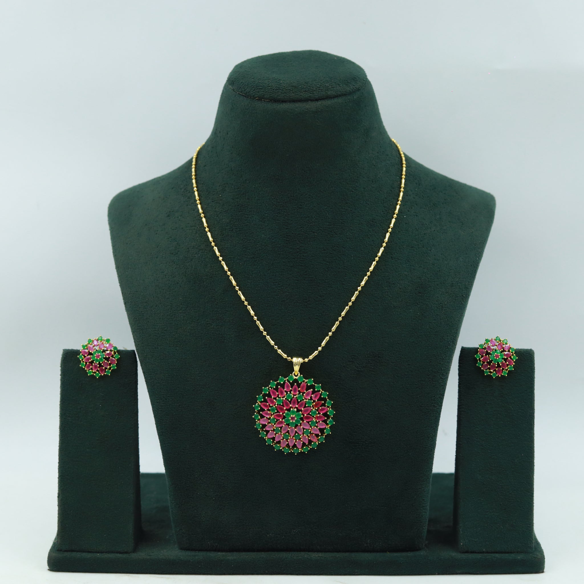 Traditional Jadau Pendant Set 16991-48
