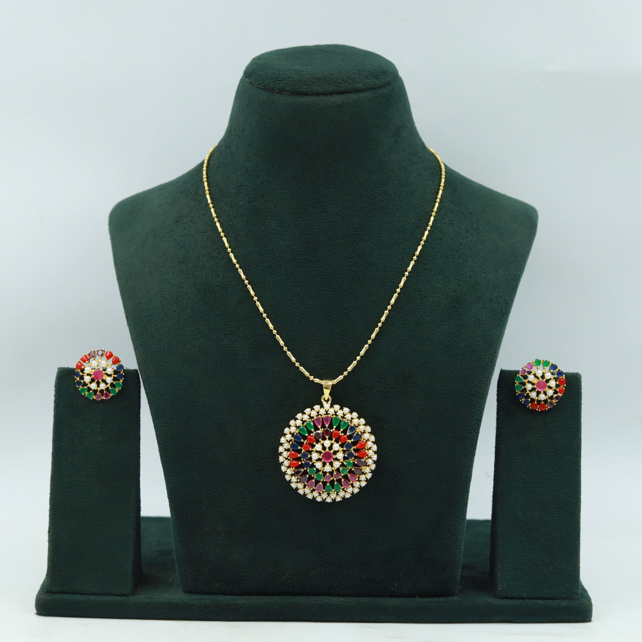Traditional Jadau Pendant Set 16997-48