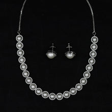 Round Neck Zircon/AD Necklace Set 11493-34