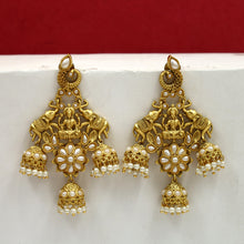 Antique  Gold Polish Temple Jhumki 12884-9471