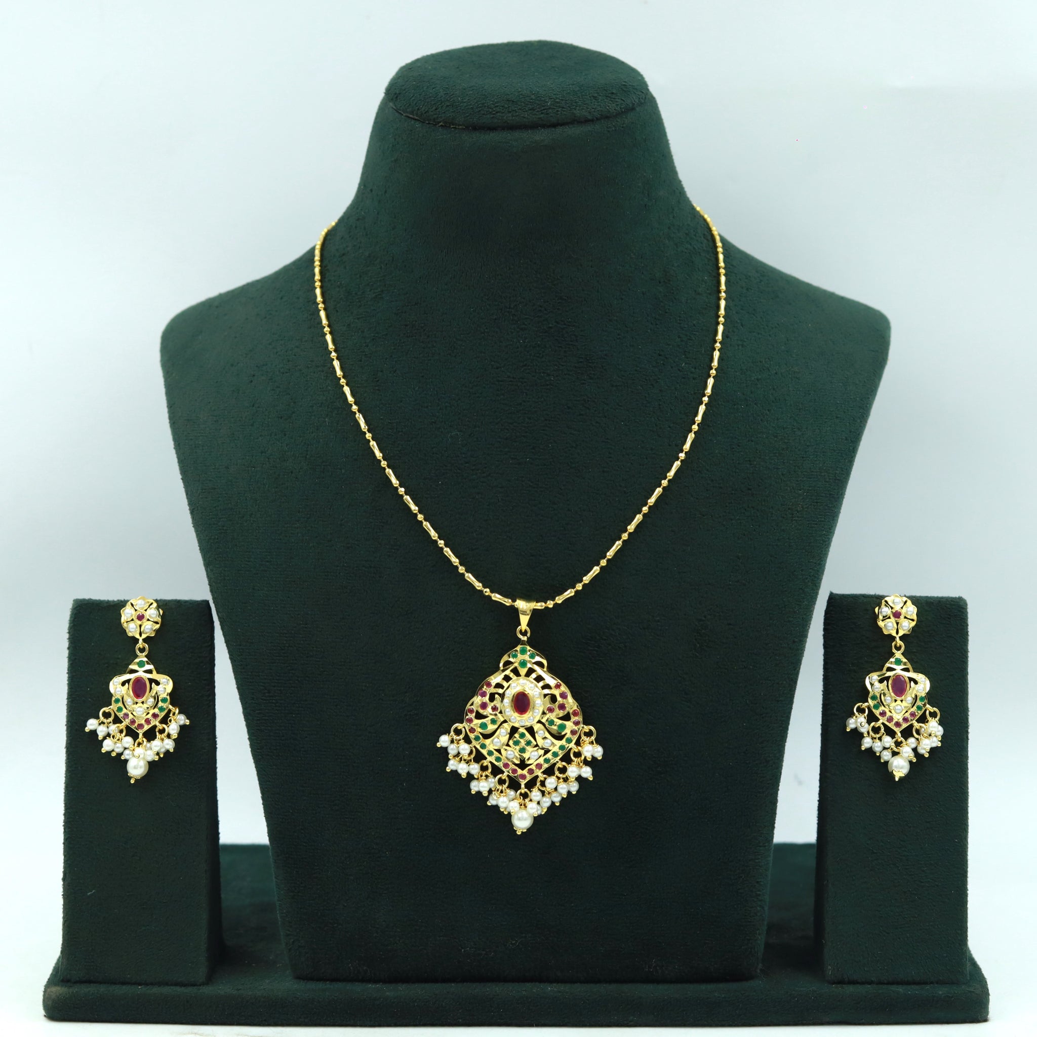 Traditional Jadau Pendant Set 16989-48