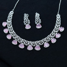 Round Neck Zircon/AD Necklace Set 11909-69