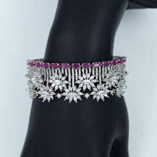 Ruby Color Silver Plated Zircon/AD Bracelet 1990-6055