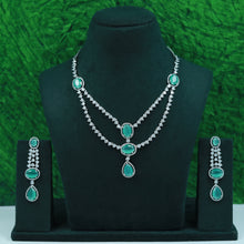 Round Neck 2 Line Zircon/AD Necklace Set 16609-31