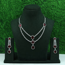 Round Neck 2 Line Zircon/AD Necklace Set 16609-31