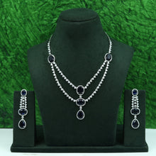 Round Neck 2 Line Zircon/AD Necklace Set 16609-31