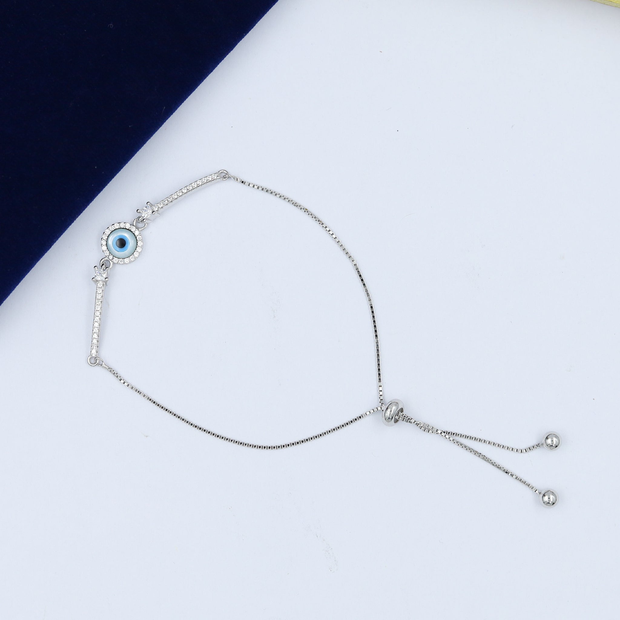 Pure 925 Hallmarked Evil Eye Silver Bracelet 14429-22