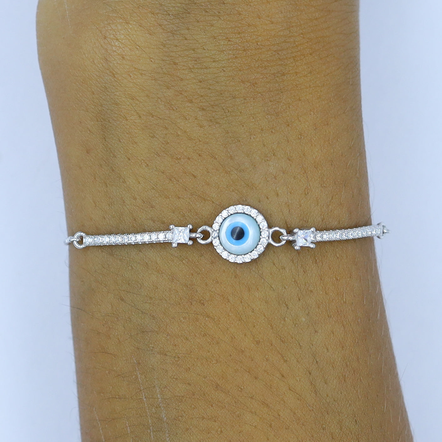 Pure 925 Hallmarked Evil Eye Silver Bracelet 14429-22