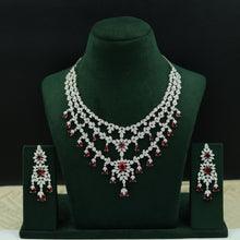 Round Neck Zircon/AD Necklace Set 12945-31