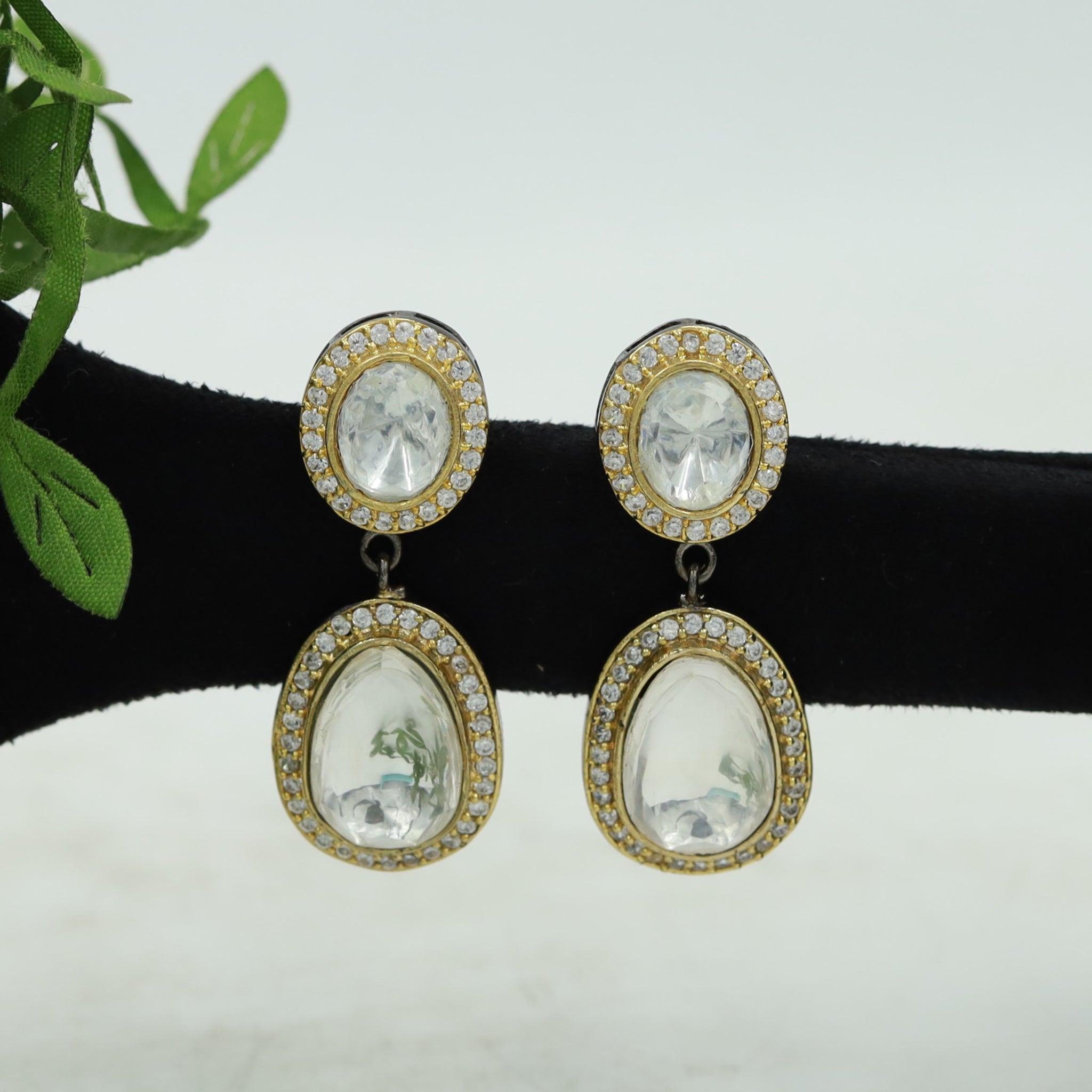 Sabyasachi Inspired Moissanite light Kundan Earring 17021-87