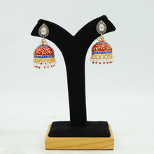Red And Blue Meenakari Kundan Earring 6981-0241