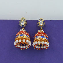 Red And Blue Meenakari Kundan Earring 6981-0241