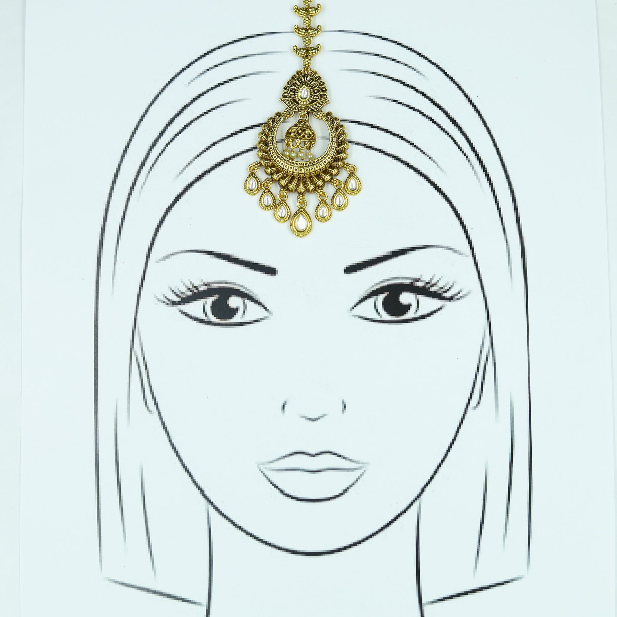 Antique Gold Finish Maang Tikka 12429-28