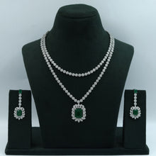 Long Neck Zircon/AD Necklace Set 10560-28