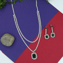 Long Neck Zircon/AD Necklace Set 10560-28