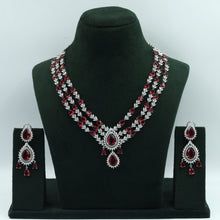 Round Neck Zircon/AD Necklace Set 12975-34