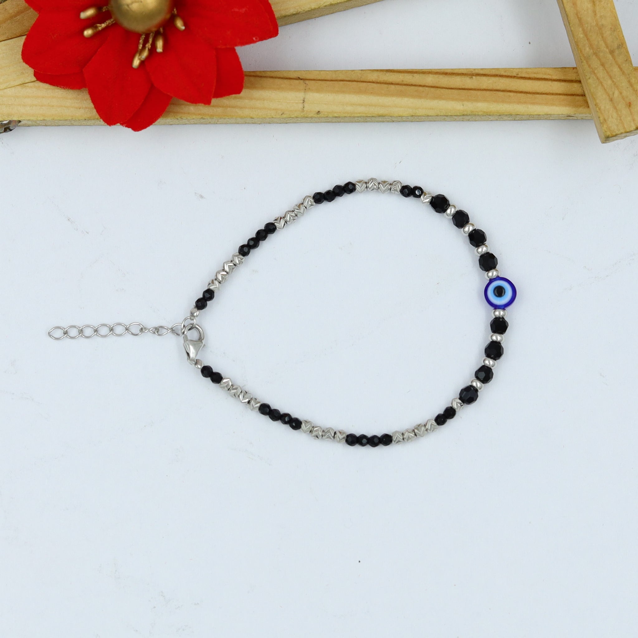 Pure 925 Hallmarked Silver Evil Eye Bracelet 14517-22