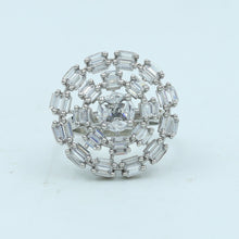 Zircon/AD Cocktail Adjustable Silver Plated Ring 11345-7351