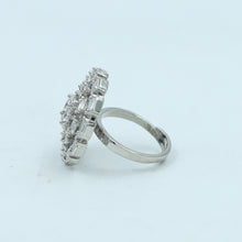 Zircon/AD Cocktail Adjustable Silver Plated Ring 11345-7351