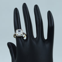 Gold Plated Square Shape Solitaire Zircon/AD Ring 6752-1225