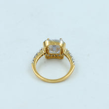 Gold Plated Square Shape Solitaire Zircon/AD Ring 6752-1225