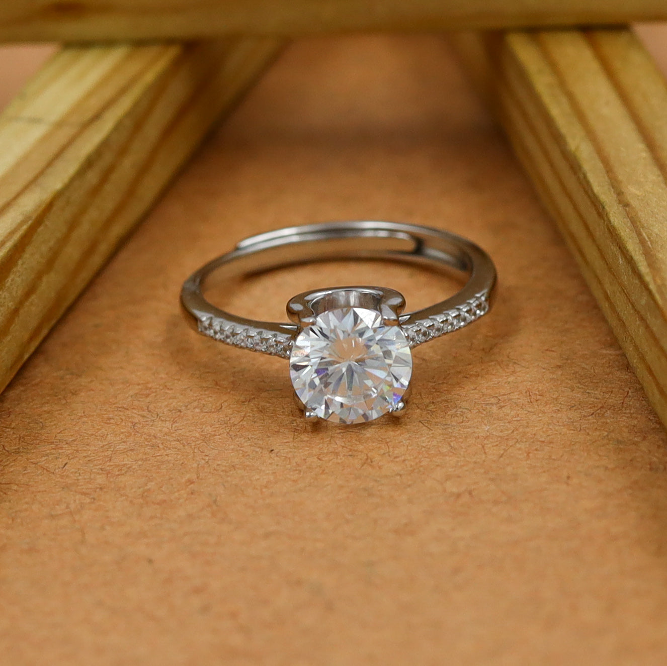 Pure 925 Hallmarked Solitaire Silver Ring 14360-22